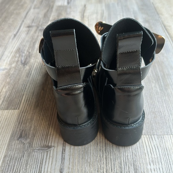 Black Leather Buckle Ankle Boots - Picture 3 of 4